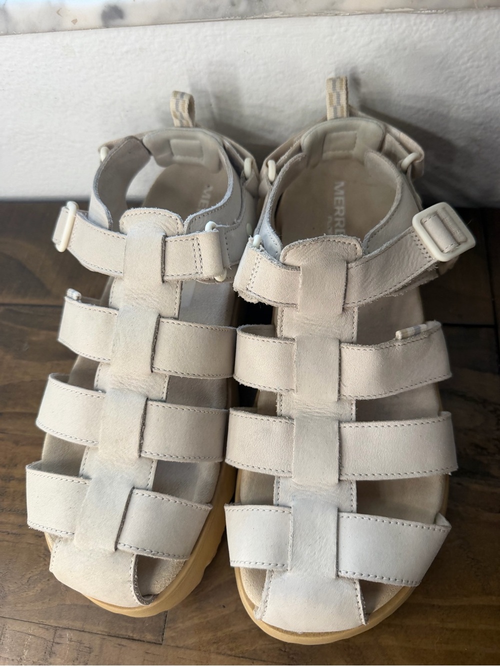 Merrell Women's Fleur Fisherman Sandals in Chalk leather straps women’s 8 - Picture 2 of 7